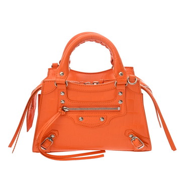 バレンシアガ ネオクラシックシティミニ オレンジ 638524 クロコ型押しレザー レディース バッグ 【中古】【bag】
