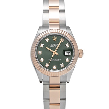 ロレックス レディ デイトジャスト 28 279171G オリーブグリーン/ダイヤモンド レディース 時計 【中古】【wristwatch】