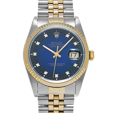ロレックス デイトジャスト 16233G ブルー・グラデーション/ダイヤモンド メンズ 時計 【中古】【wristwatch】