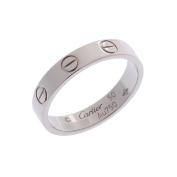 カルティエ ミニラブリング #50 シルバー CRB4085150 K18ホワイトゴールド WG レディース ジュエリー 【中古】【jewelry】