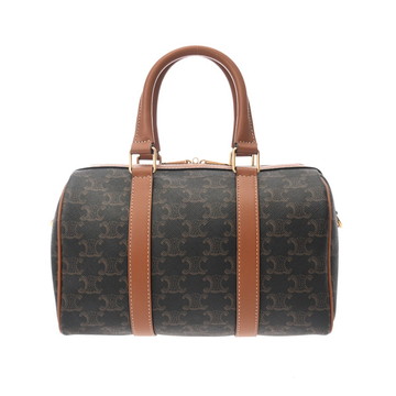 セリーヌ スモール ボストン タン 190372CAS.04LU トリオンフ キャンバス/カーフ レディース バッグ 【中古】【bag】