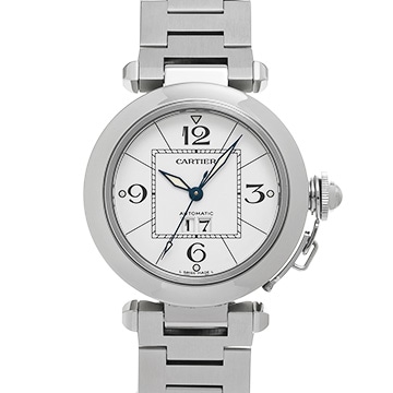 カルティエ パシャC ビッグデイト W31055M7 ホワイト ユニセックス 時計 【中古】【wristwatch】