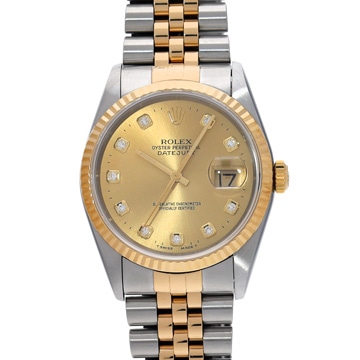 ロレックス デイトジャスト 16233G シャンパン/ダイヤモンド メンズ 時計 【中古】【wristwatch】