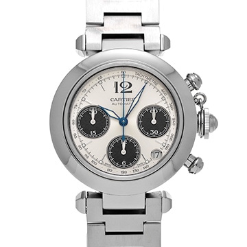 カルティエ パシャC クロノグラフ W31048M7 シルバー/ブラック メンズ 時計 【中古】【wristwatch】