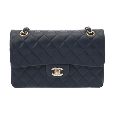 シャネル マトラッセ Ｗフラップ Ｗチェーンショルダー 23 ネイビー A01113 ラムスキン レディース バッグ 【中古】【bag】