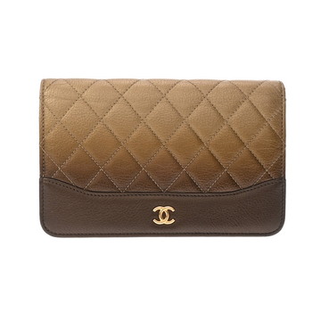 シャネル マトラッセ チェーンウォレット ブロンズ レザー レディース バッグ 【中古】【bag】