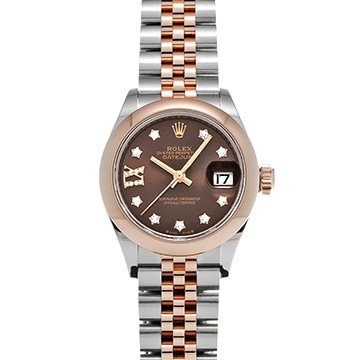 ロレックス レディ デイトジャスト 28 279161G チョコレートブラウン/ダイヤモンド レディース 時計 【中古】【wristwatch】