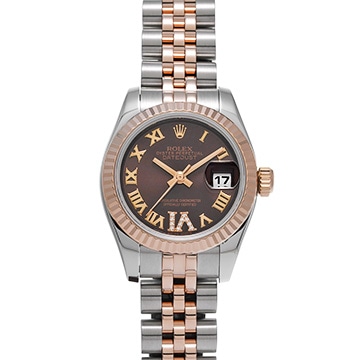 ロレックス デイトジャスト 179171 チョコレートブラウン/ダイヤモンド レディース 時計 【中古】【wristwatch】
