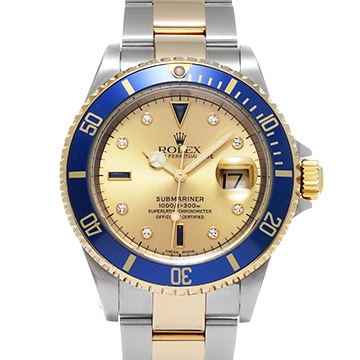 ロレックス サブマリーナ デイト 16613SG シャンパン/サファイア/ダイヤモンド メンズ 時計 【中古】【wristwatch】