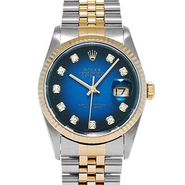 ロレックス デイトジャスト 16233G ブルー・グラデーション/ダイヤモンド メンズ 時計 【中古】【wristwatch】