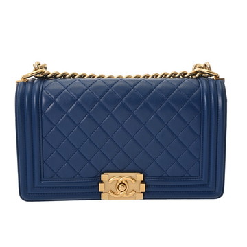 シャネル ボーイシャネル チェーンショルダー 25cm  ブルー A67086 ラムスキン レディース バッグ 【中古】【bag】