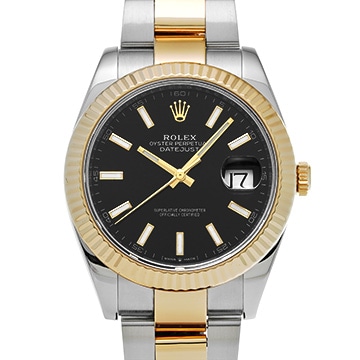 ロレックス デイトジャスト 41 126333 ブライトブラック メンズ 時計 【中古】【wristwatch】