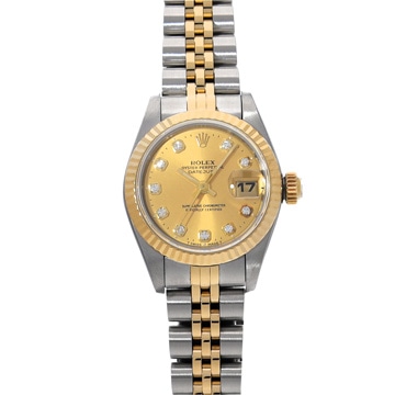 ロレックス デイトジャスト 69173G シャンパン/ダイヤモンド レディース 時計 【中古】【wristwatch】