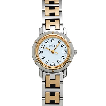 エルメス クリッパー CL4.220 ホワイト レディース 時計 【中古】【wristwatch】