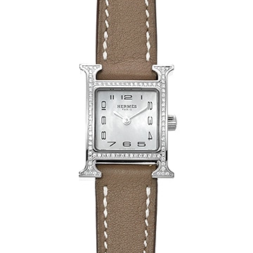 エルメス Hウォッチ ミニ W053023WW00 ホワイトシェル レディース 時計 【中古】【wristwatch】