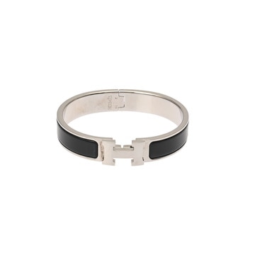 エルメス クリックH ブラック/シルバー金具 エナメル ユニセックス ジュエリー 【中古】【jewelry】