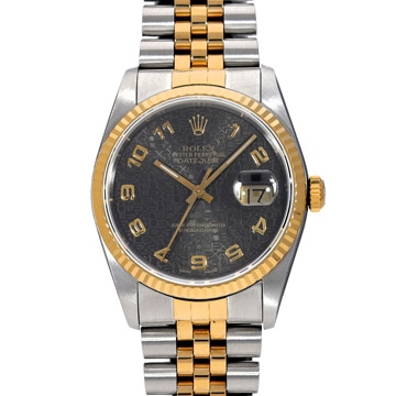 ロレックス デイトジャスト 16233 ブラックコンピュータ メンズ 時計 【中古】【wristwatch】