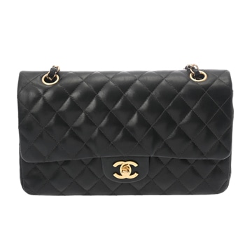 シャネル マトラッセ WフラップWチェーンショルダー 25 ブラック A01112 ラムスキン レディース バッグ 【中古】【bag】