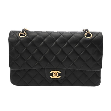 シャネル マトラッセ WフラップWチェーンショルダー 25 ブラック A01112 ラムスキン レディース バッグ 【中古】【bag】