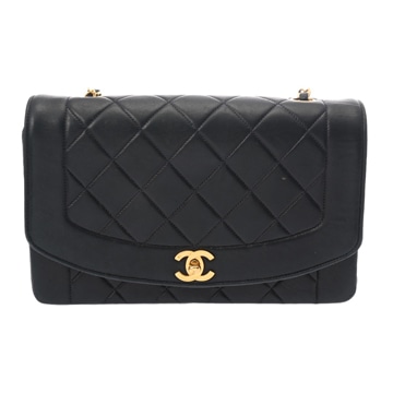 シャネル ダイアナ チェーンショルダー 25cm ネイビー A01165 ラムスキン レディース バッグ 【中古】【bag】