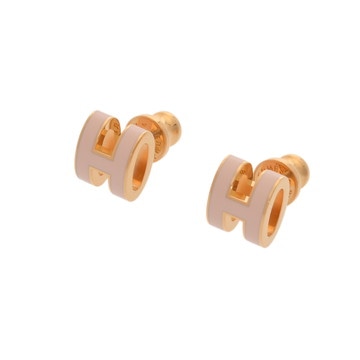 エルメス ポップ H ミニピアス ピンク/ゴールド金具 エナメル レディース ジュエリー 【新品】【jewelry】