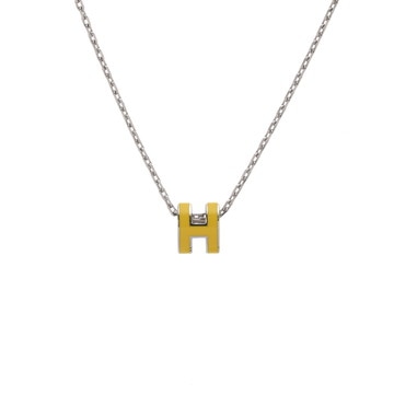 エルメス ポップ H ミニネックレス イエロー/シルバー金具 エナメル レディース ジュエリー 【新品】【jewelry】