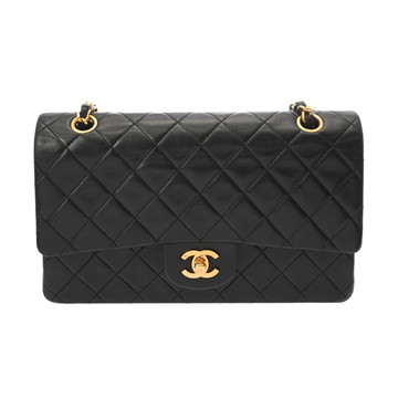 シャネル マトラッセ WフラップWチェーンショルダー 25 ブラック A01112 ラムスキン レディース バッグ 【中古】【bag】