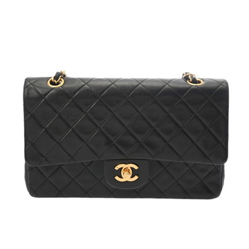 シャネル マトラッセ WフラップWチェーンショルダー 25 ブラック A01112 ラムスキン レディース バッグ 【中古】【bag】