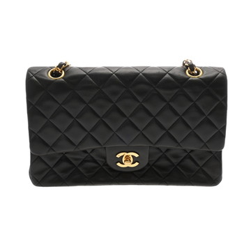 シャネル マトラッセ WフラップWチェーンショルダー 25 ブラック A01112 ラムスキン レディース バッグ 【中古】【bag】