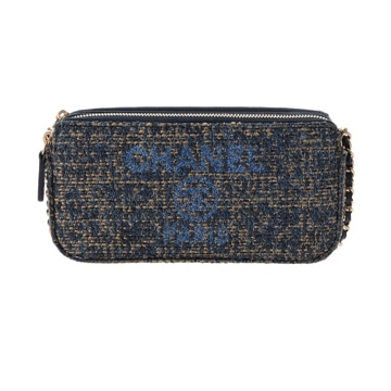 シャネル ドーヴィル チェーンウォレット ブルー ツイード レディース バッグ 【中古】【bag】