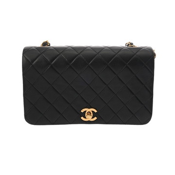 シャネル マトラッセ フルフラップ チェーンショルダー ブラック ラムスキン レディース バッグ 【中古】【bag】