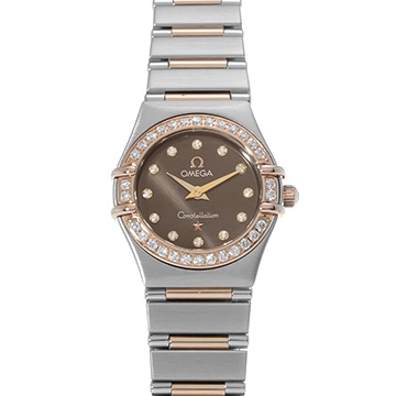 オメガ コンステレーション スモール 1358.60 ブラウン/ダイヤモンド レディース 時計 【中古】【wristwatch】