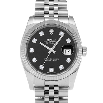 ロレックス デイトジャスト 116234G ブラック/ダイヤモンド メンズ 時計 【中古】【wristwatch】