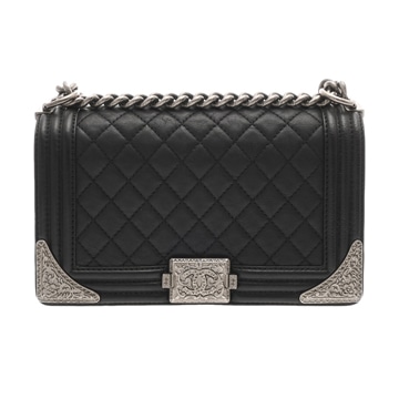 シャネル ボーイシャネル チェーンショルダー 25cm  ブラック A67086 カーフスキン レディース バッグ 【中古】【bag】