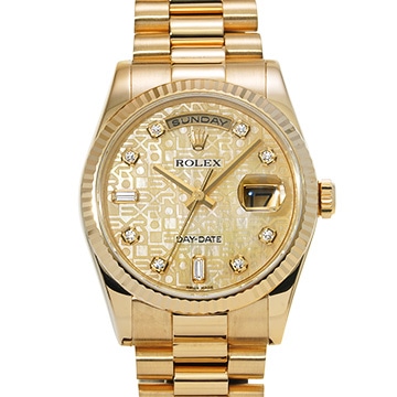 ロレックス デイデイト 118238NCA イエローシェルコンピューター/ダイヤモンド メンズ 時計 【中古】【wristwatch】