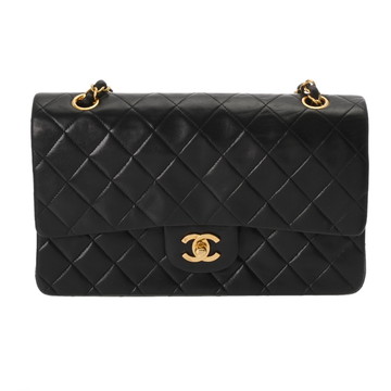 シャネル マトラッセ Wフラップ Wチェーンショルダー 25 ブラック A01112 ラムスキン レディース バッグ 【中古】【bag】