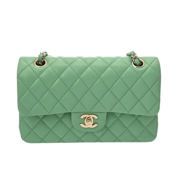 シャネル マトラッセ WフラップWチェーンショルダー 23 グリーン A01113 ラムスキン レディース バッグ 【中古】【bag】