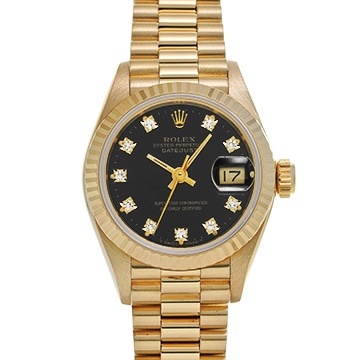 ロレックス デイトジャスト 69178G ブラック/ダイヤモンド レディース 時計 【中古】【wristwatch】