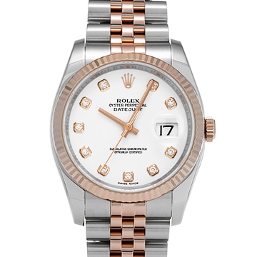 ロレックス デイトジャスト 116231G ホワイト/ダイヤモンド メンズ 時計 【中古】【wristwatch】