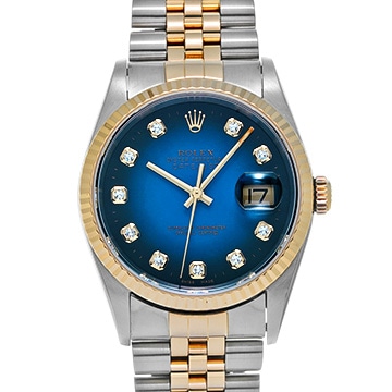 ロレックス デイトジャスト 16233G ブルー・グラデーション/ダイヤモンド メンズ 時計 【中古】【wristwatch】