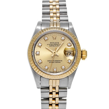 ロレックス デイトジャスト 69173G シャンパン/ダイヤモンド レディース 時計 【中古】【wristwatch】