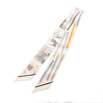 エルメス ツイリー A VOS CRAYONS ホワイト/マルチカラー シルク100％ レディース 【新品】【other】