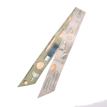 エルメス ツイリー IN THE POCKET グレー/カーキ/マルチカラー シルク100％ レディース 【新品】【other】
