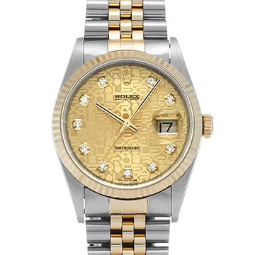 ロレックス デイトジャスト 16233G シャンパンコンピュータ/ダイヤモンド メンズ 時計 【中古】【wristwatch】