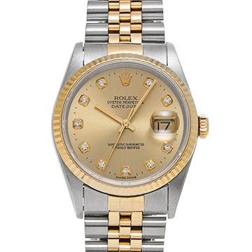ロレックス デイトジャスト 16233G シャンパン/ダイヤモンド メンズ 時計 【中古】【wristwatch】
