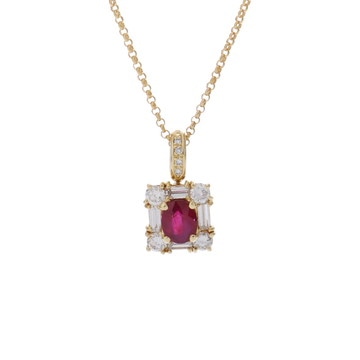 ノーブランド ルビーネックレス ゴールド K18イエローゴールド YG レディース ジュエリー 【中古】【jewelry】