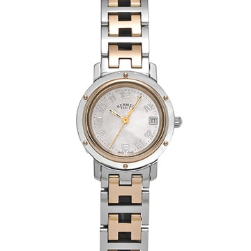 エルメス クリッパー ナクレ CL4.221 ピンクシェル レディース 時計 【中古】【wristwatch】