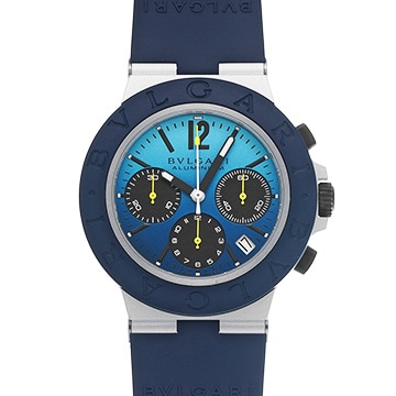 ブルガリ アルミニウム クロノグラフ カプリ 103844 ブルー メンズ 時計 【中古】【wristwatch】