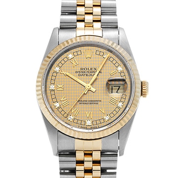 ロレックス デイトジャスト 16233G シャンパンハウンズトゥース/ダイヤモンド メンズ 時計 【中古】【wristwatch】