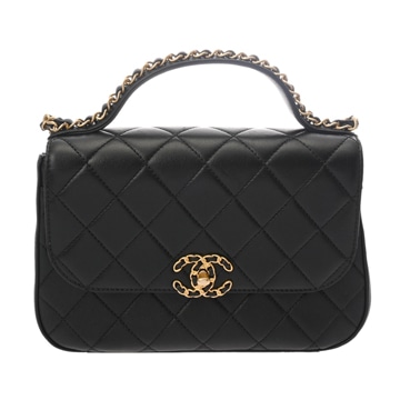 シャネル マトラッセ トップハンドル フラップバッグ ブラック AS0970 カーフスキン レディース バッグ 【中古】【bag】
